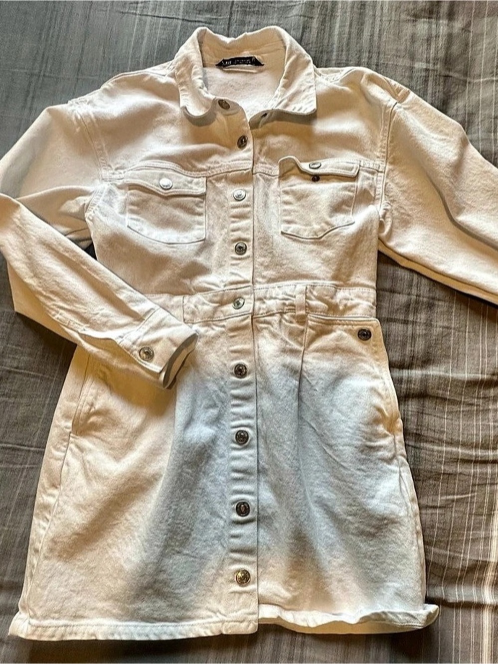 Zara White Denim Mini Dress Size Large